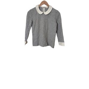 J CREW Peter Pan Collar, cotton sweater, 3/4 sleeve, zipper on the back Size XS